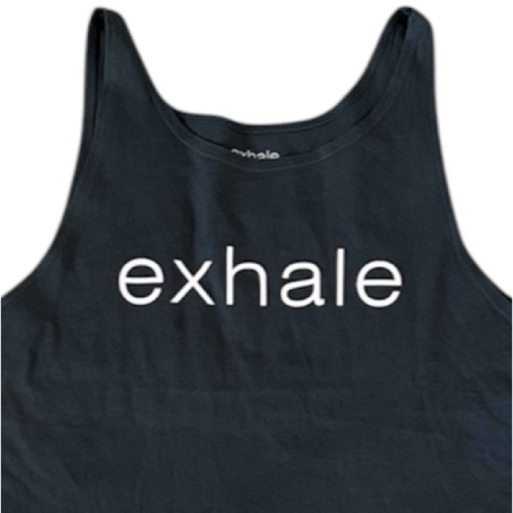 Exhale Tank in Charcoal Grey and Pink - Picture 4 of 5